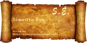 Simonits Éva névjegykártya